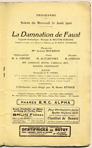 Programme 31/8/1910